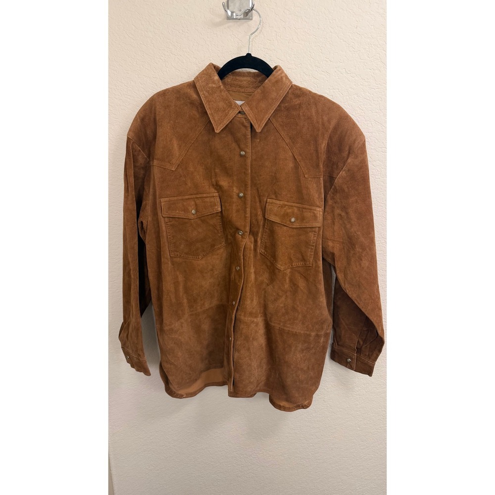 Bagatelle Vintage Brown Suede Western Snap Front Shirt Jacket Mens Large